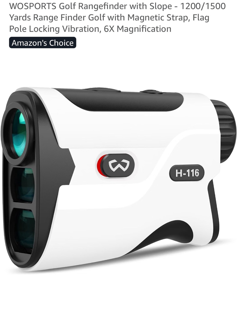 H-116 Golf Rangefinder - White, 6X Magnification